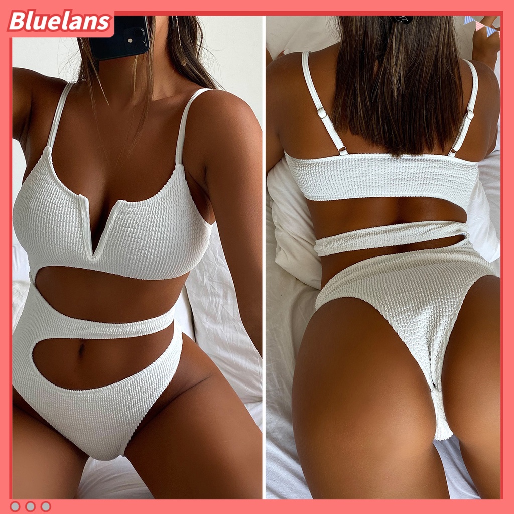 [BLS] Bộ Đồ Bơi Một Mảnh Dây Đeo Có Đệm Ngực Màu Trơn Mùa Hè Có Thể Điều Chỉnh Cho Nữ