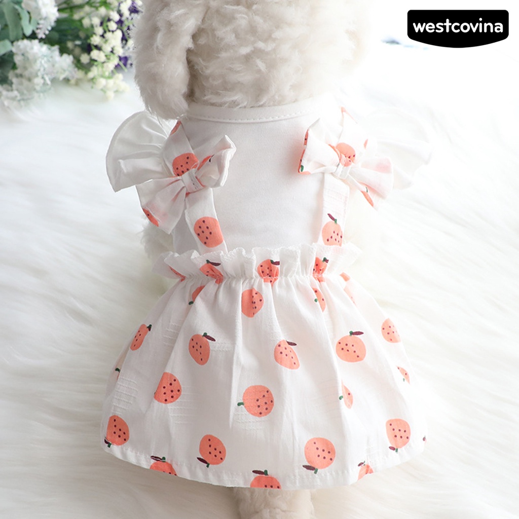 [COD]♞Đầm Không Tay In Họa Tiết Dâu Tây Tinh Tế Thời Trang Mùa Hè Cho Cún Cưng