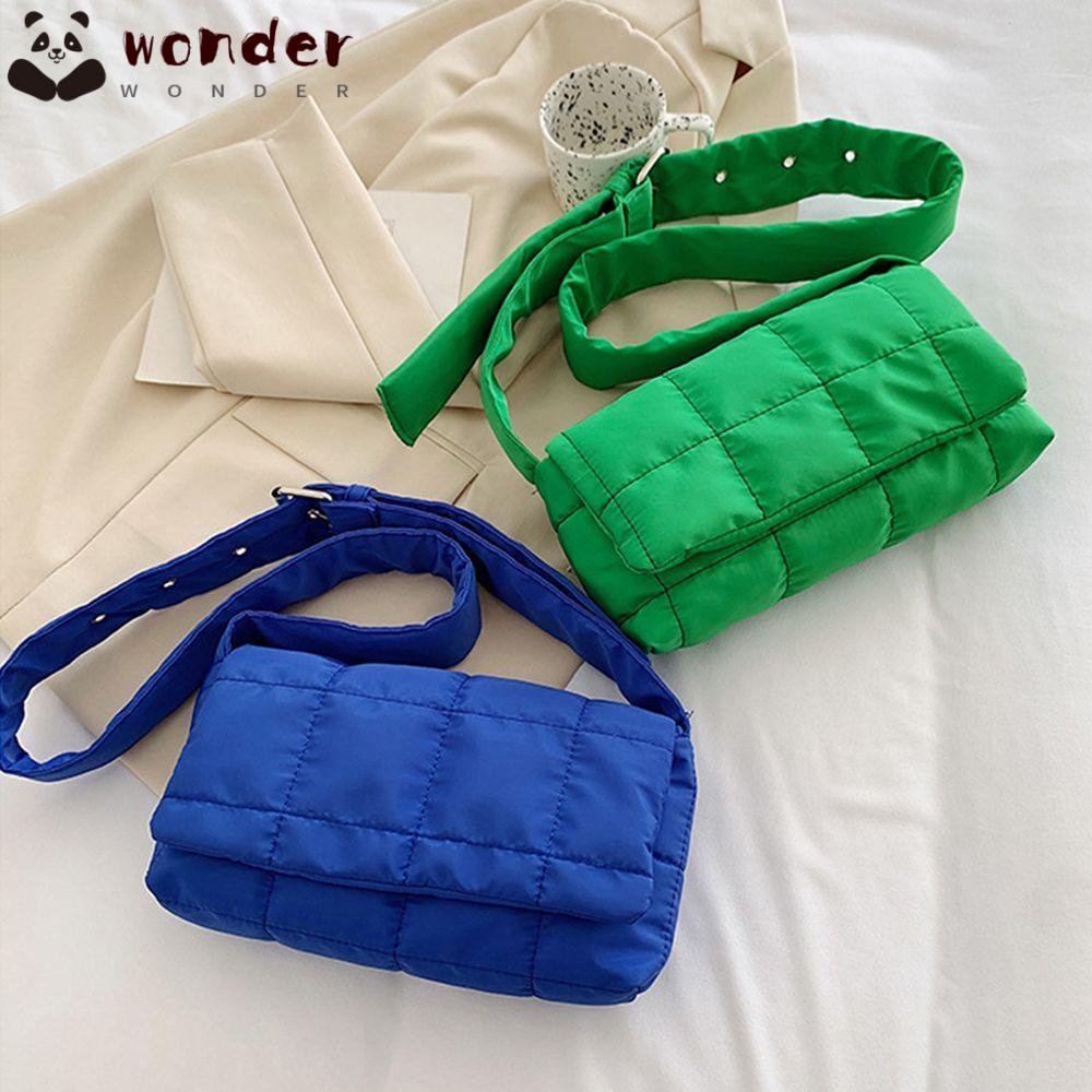WONDER Túi Đeo Vai Cỡ Lớn Họa Tiết Sọc Caro Thời Trang Mùa Đông