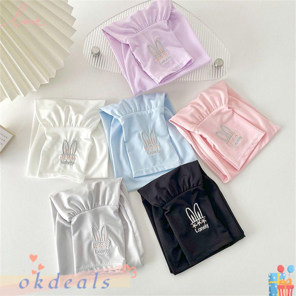 Găng Tay Dài Bằng Lụa Lạnh Thoáng Khí Chống Nắng Hình Thỏ Dễ Thương