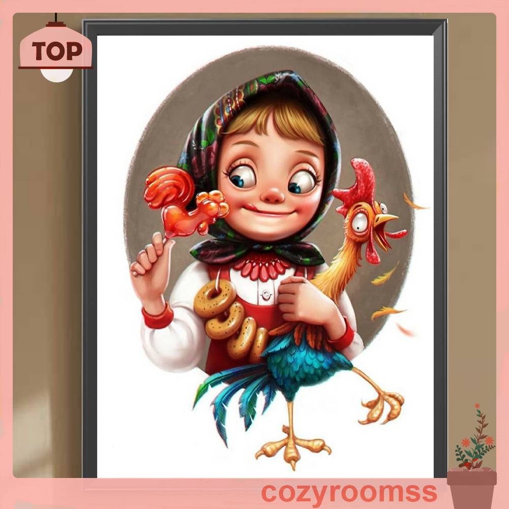 Bộ Tranh Đính Đá 5D Tự Làm Toàn Diện Hình Cô Gái Trang Trí Nhà Cửa