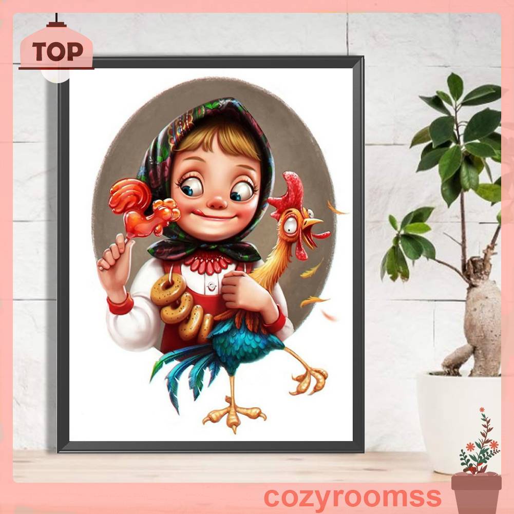 Bộ Tranh Đính Đá 5D Tự Làm Toàn Diện Hình Cô Gái Trang Trí Nhà Cửa