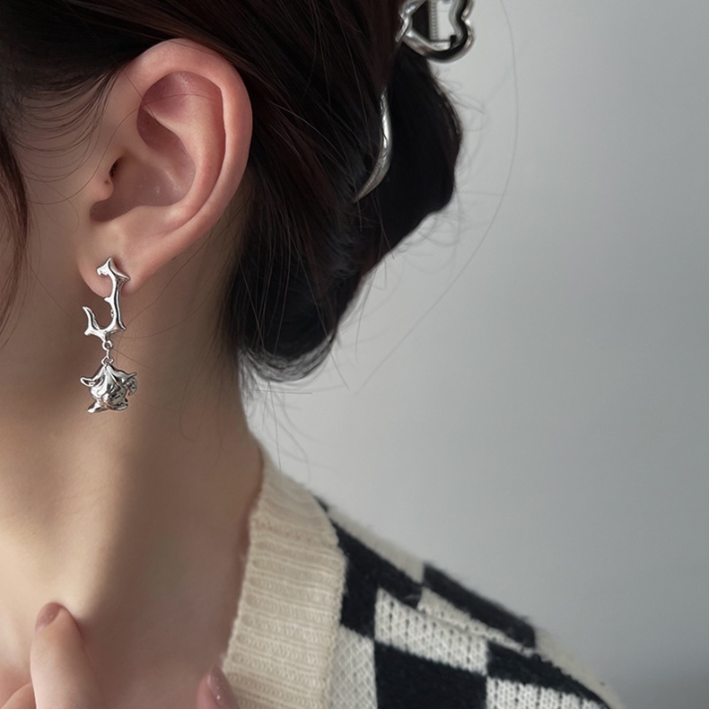 Khuyên Tai Bạc Hình Hoa Hồng Thời Trang Cho Nữ