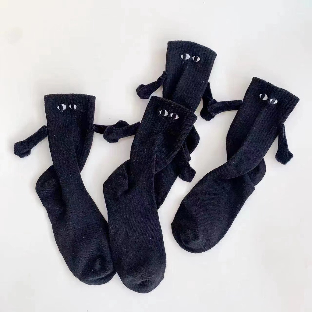 Đôi Vớ Cầm Tay Từ Tính Siêu Hot Hình Búp Bê Ba Chiều Màu Trắng Dễ Thương Cotton Nắm Chặt Fo