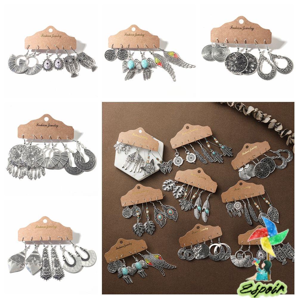 ESPO Set 3 Đôi Bông Tai Mạ Bạc Kiểu Dáng Thời Trang