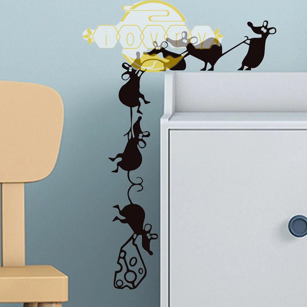 IVORY Sticker Dán Tường Trang Trí Công Tắc Đèn Ngủ Hình Chú Chuột 3D Dễ Thương Tháo Gỡ Được