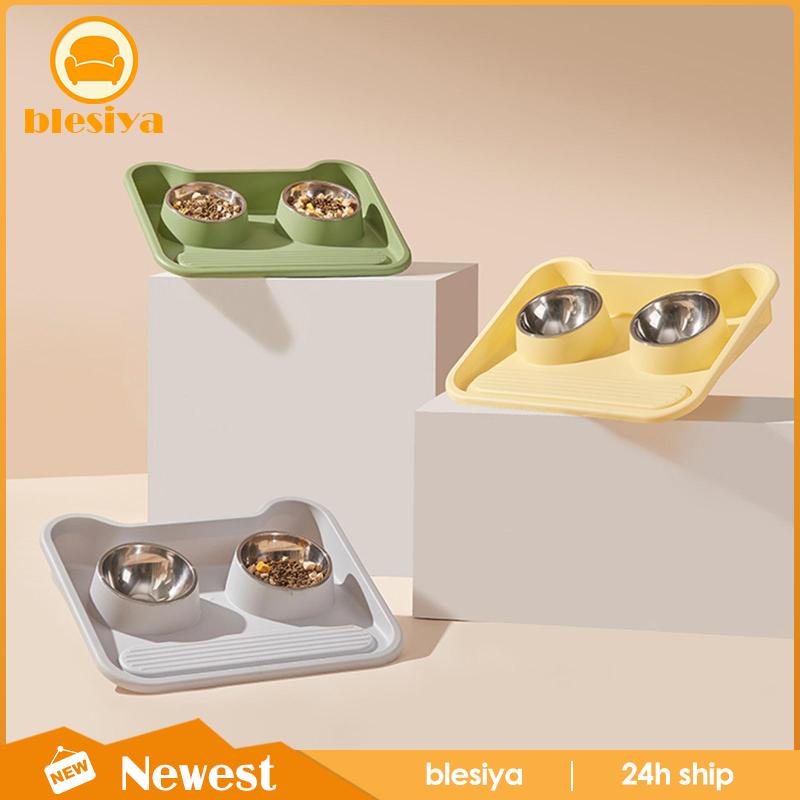 Bát Đựng Thức Ăn 2 Ngăn Bằng Thép Không Gỉ Cho Thú Cưng