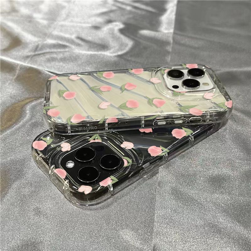 1181312Ốp Điện Thoại Mềm Trong Suốt Họa Tiết Hoa Tulip Dễ Thương Cho Iphone 14Promax / xr Apple 7 VCG2