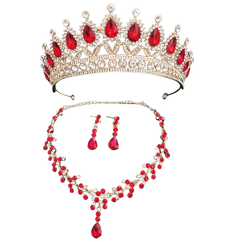 Ygt Bộ Vương Miện Và Bông Tai Pha Lê Handmade Sang Trọng Cho Cô Dâu