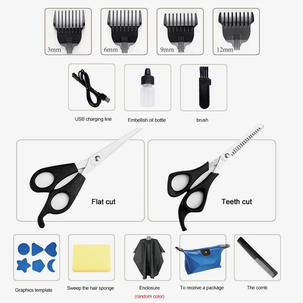 Bộ Tông Đơ Cắt Tóc Bằng Điện Không Dây Có Thể Sạc Lại Tiện Dụng