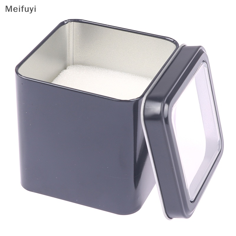 Hộp Thiếc Hình Vuông 8CM Màu Đen Dùng Trưng Bày Đồng Hồ