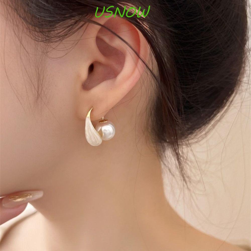 Khuyên Tai Treo Mặt Sau Hình Giọt Nước Màu Xanh Lá Vintage Hàn Quốc Cho Nữ