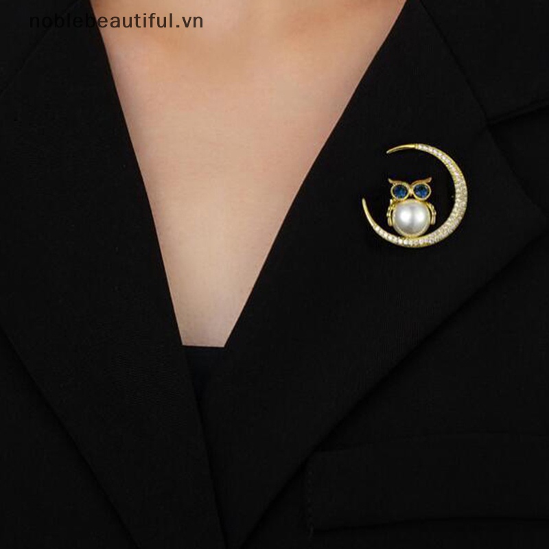Ghim Cài Áo Hình Cú Mèo Mặt Trăng Nhỏ Xinh Thời Trang Dễ Phối Đồ