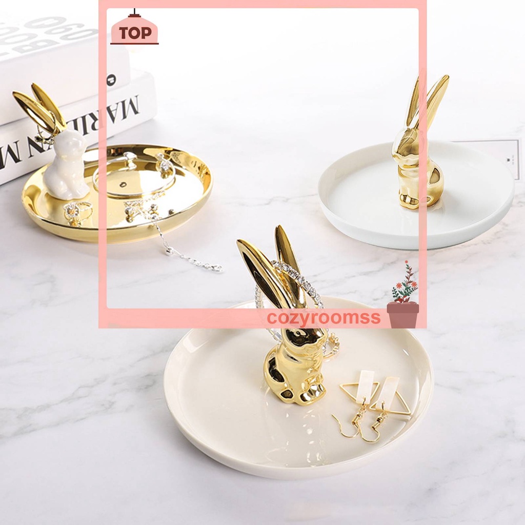 Giá Đỡ Trưng Bày Nhẫn Hình Thỏ Bằng Gốm Trang Trí Tiệc Cưới