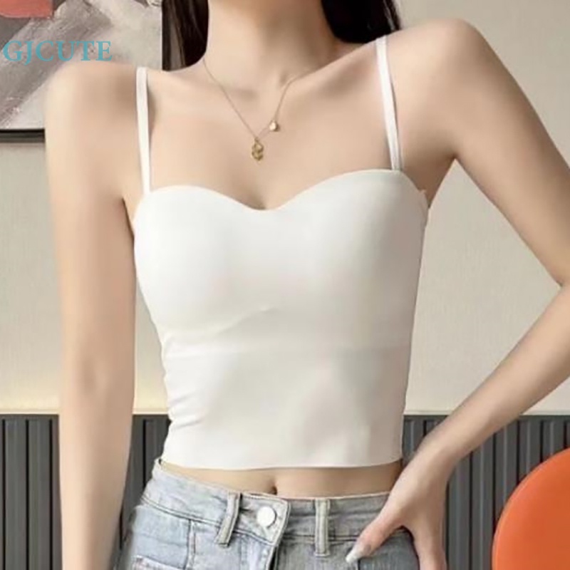 Áo Hai Dây Mỏng Mùa Hè Màu Trơn Có Đệm Ngực Gợi Cảm Cho Nữ