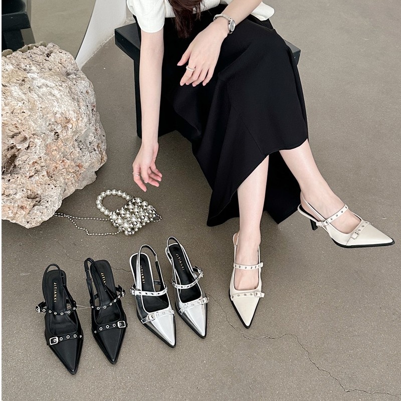 Sandal Cao Gót Mũi Nhọn Thiết Kế Mới Thời Trang Mùa Hè 2023 Dành Cho Nữ