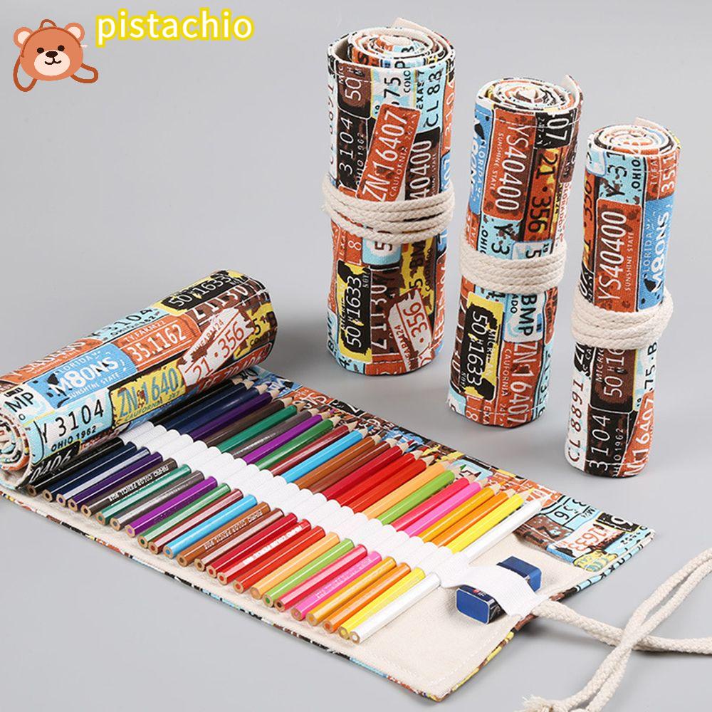 PISTA Túi Đựng Bút Chì Bằng Vải 12 / 24 / 36 / 48 / 72 Lỗ Tiện Dụng