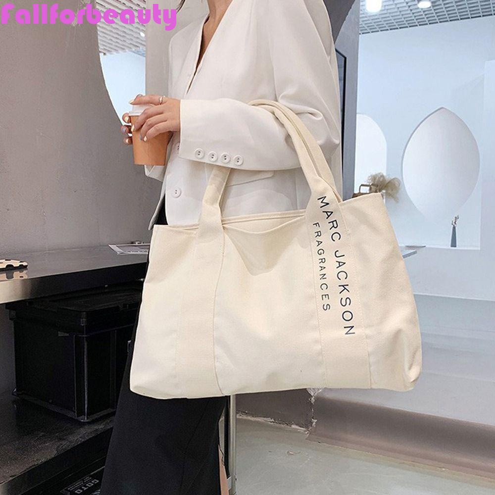 Túi Xách Đeo Vai Vải Canvas Cỡ Lớn In Chữ Thời Trang Đường Phố Cho Nữ