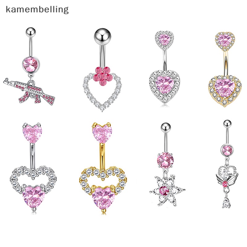 Khuyên Rốn Hình Trái Tim Đính Đá Thời Trang Cho Nữ