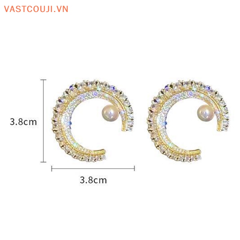 Ghim Cài Áo Hình Mặt Trăng VASTJI Đính Ngọc Trai Nhân Tạo Thời Trang Cho Nam Nữ