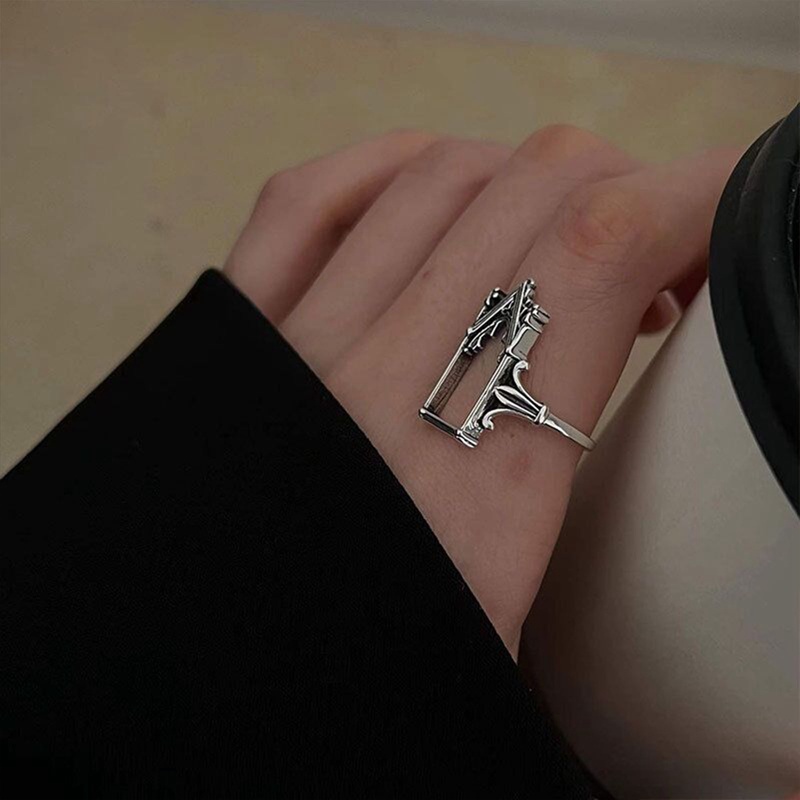Ygt Nhẫn Hở Hình Lâu Đài Trái Tim Đính Đá Zircon Màu Bạc Thời Trang Cho Nữ