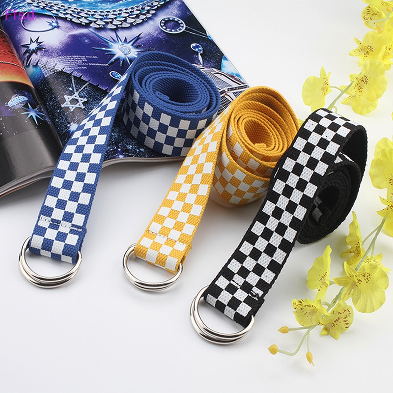 {Ffsd} Thắt Lưng Vải Bạt Dáng Dài Kẻ Sọc Caro Phong Cách Đường Phố Thời Trang * Bán Chạy