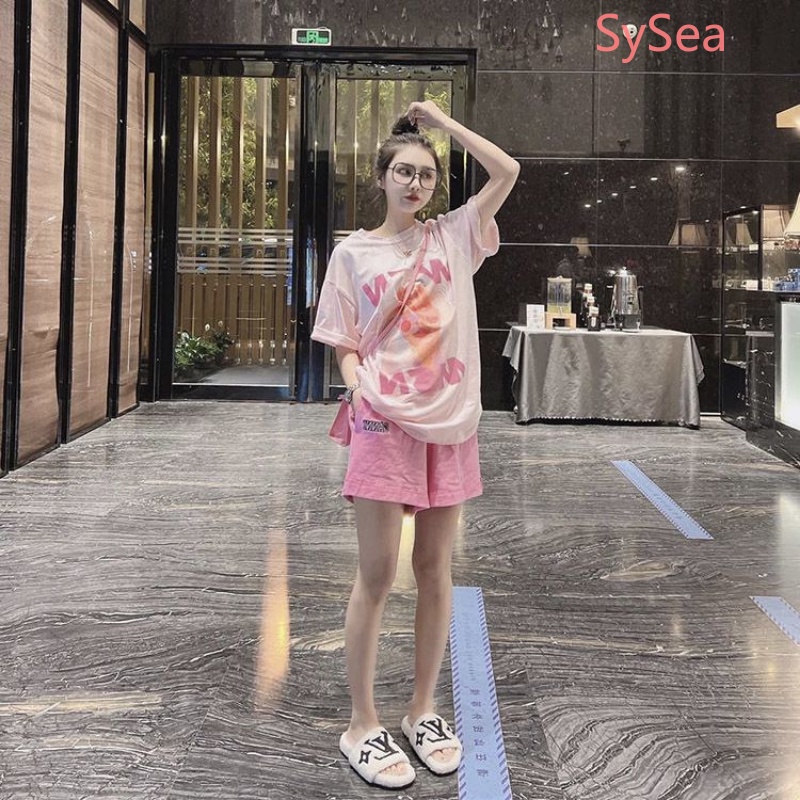 Plus Set Áo Sơ Mi Dáng Rộng + Quần Short Năng Động Thời Trang Mùa Hè Theo Phong Cách Hàn Quốc Cho Nữ