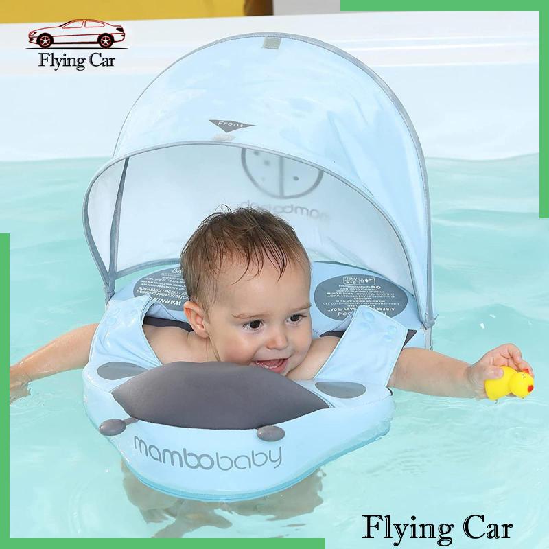 Phao Bơi Màu Trơn Mềm Mại Có Mái Hiên Cho Bé Trai