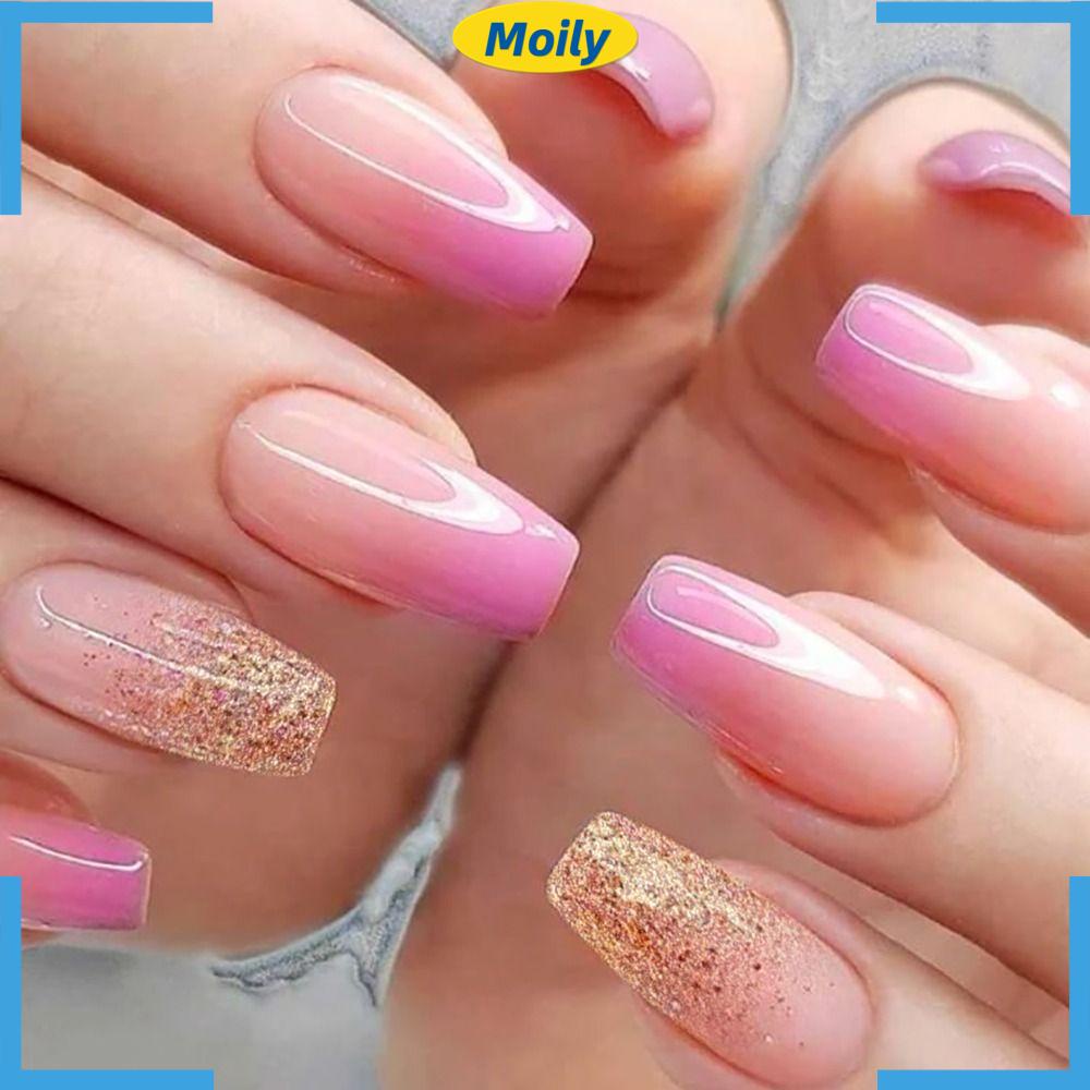 MOILYVN Bộ 24 Móng Tay Giả Thời Trang Có Thể Tháo Rời Cho Nữ