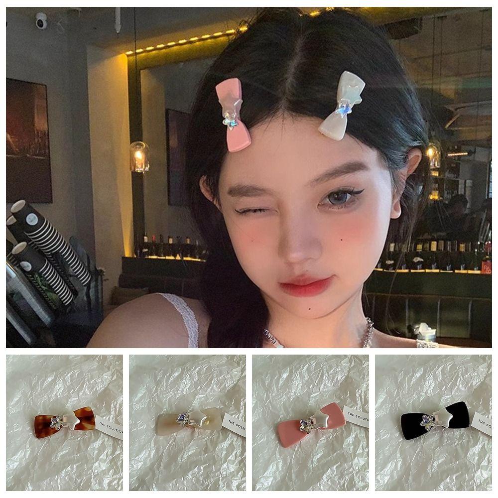 26EDIE Kẹp Tóc Mái Ngang Đính Đá Hình Nơ Xinh Xắn Cho Bé Gái
