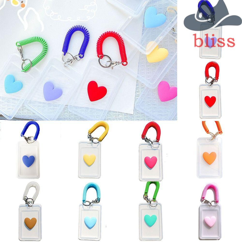 BLISS Túi Đựng Thẻ Bằng Nhựa Trong Suốt Họa Tiết Trái Tim Ngôi Sao Kpop Kèm Móc Khóa Xinh Xắn