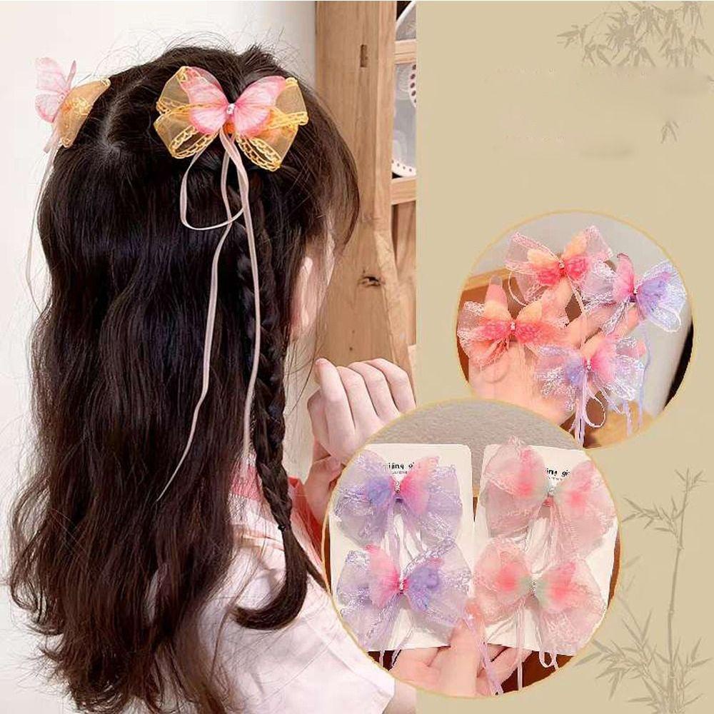 ANEMONE Set 2 Kẹp Tóc Hình Bướm Bằng Hợp Kim Ngọt Ngào Cho Bé Gái