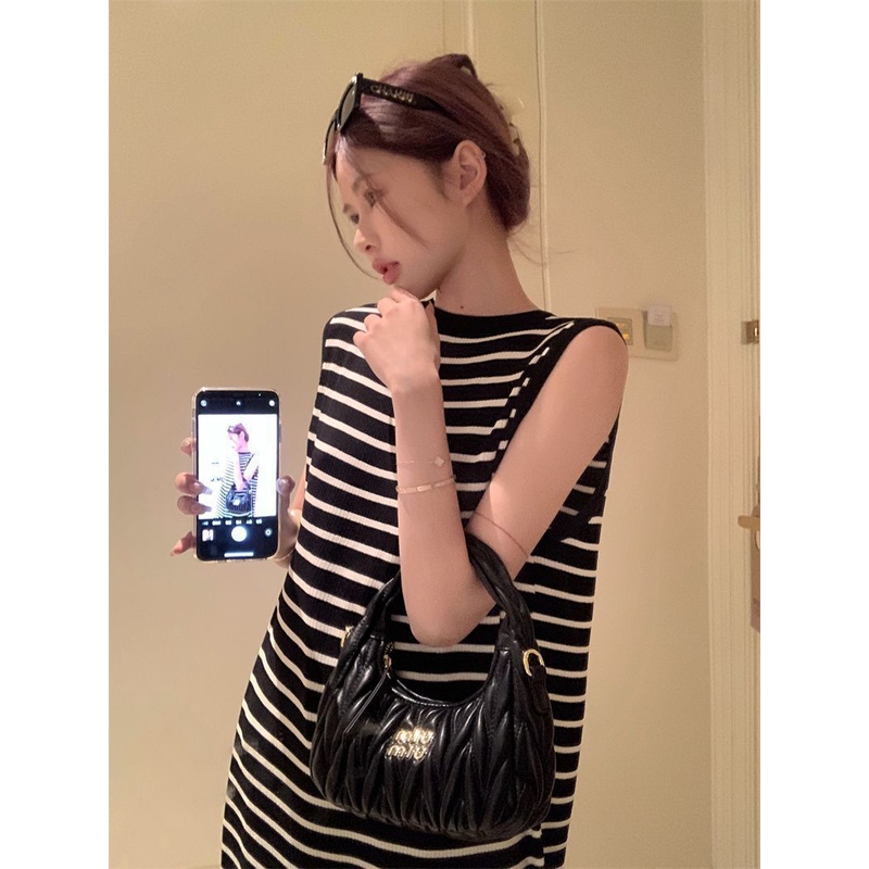 Đầm Maxi Dệt Kim Dáng Rộng Họa Tiết Kẻ Sọc Thiết Kế Mới Thời Trang Mùa Hè Cho Nữ