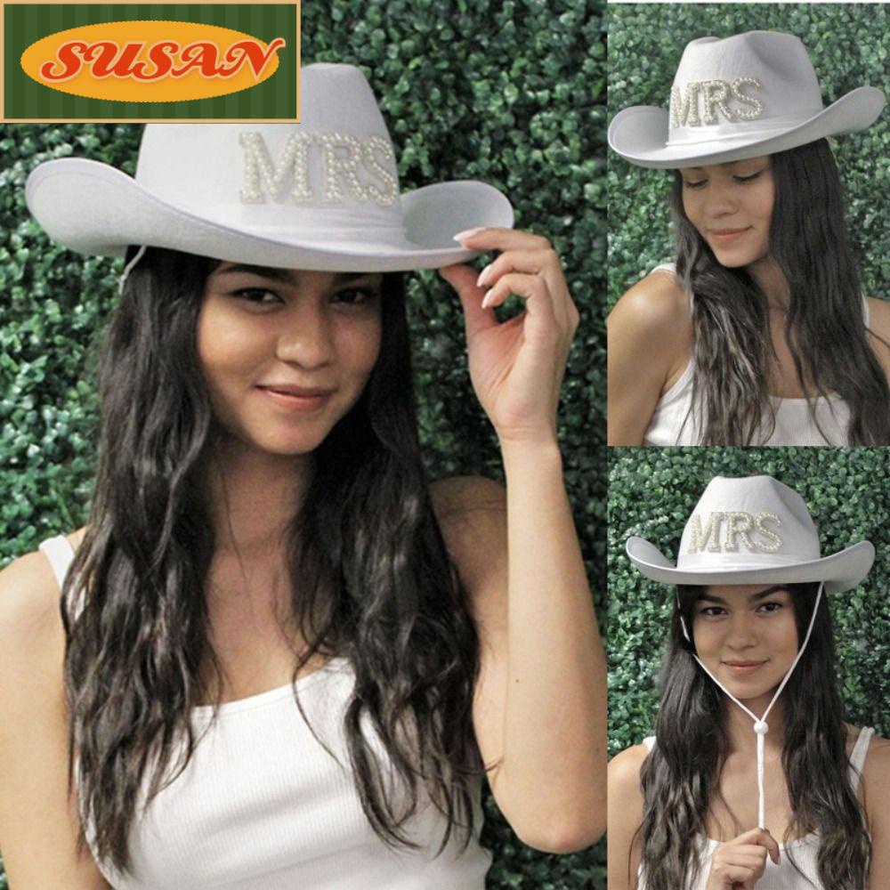 SUSANS Mũ Cao Bồi Hóa Trang Ngôi Sao Chữ Thời Trang Phương Tây Cho Cô Dâu