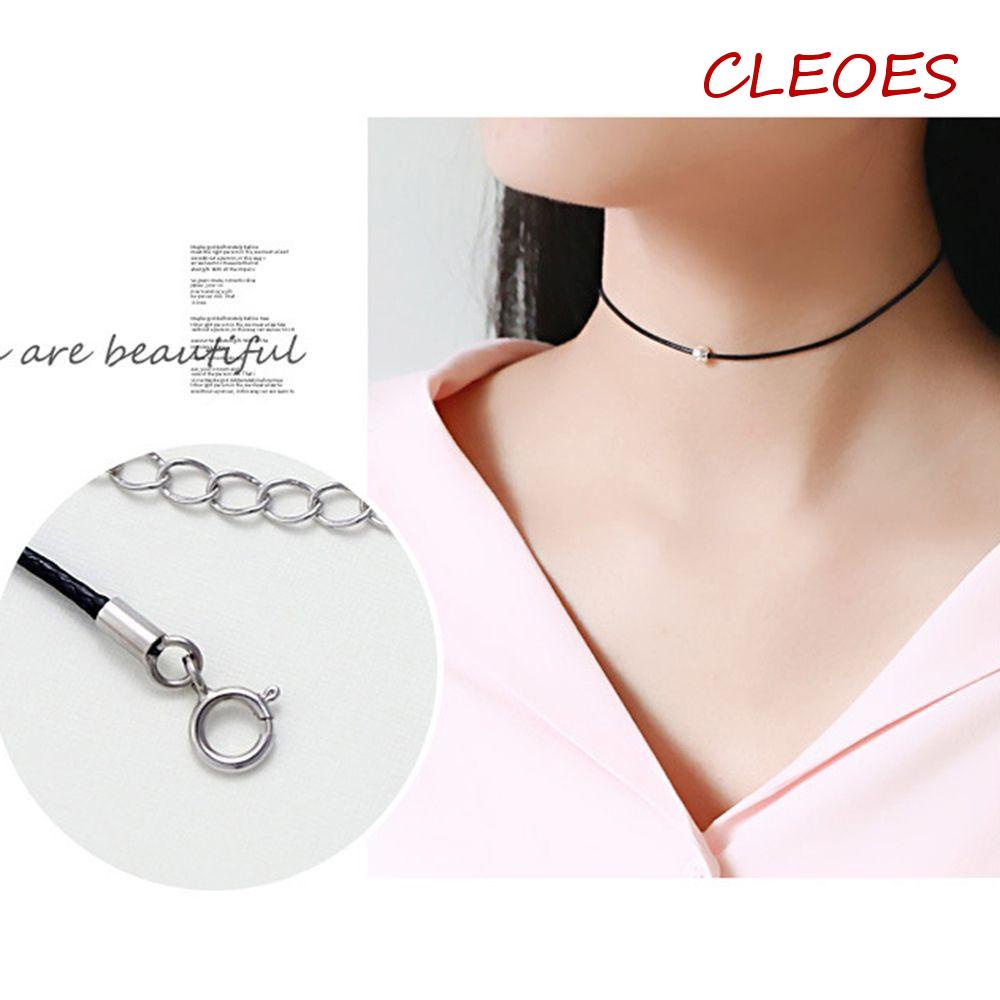 CLEOES Vòng Cổ Choker Dây Nhung Đen Đính Quả Cầu Kim Loại Phong Cách Harajuku