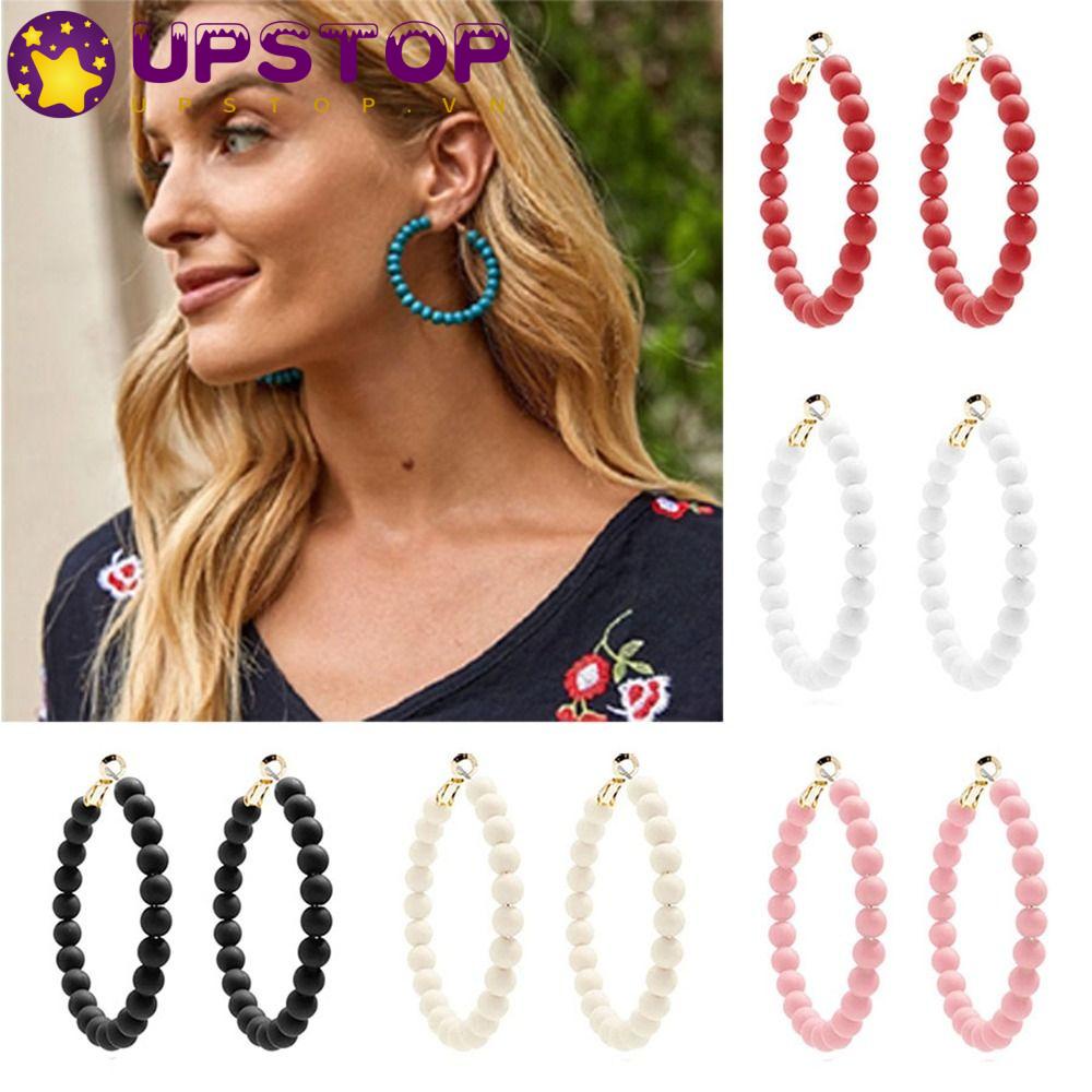 UPSTOPVN Khuyên Tai Thả Xỏ Hạt Acrylic Thủ Công Phong Cách Bohemian Mới Cho Nữ