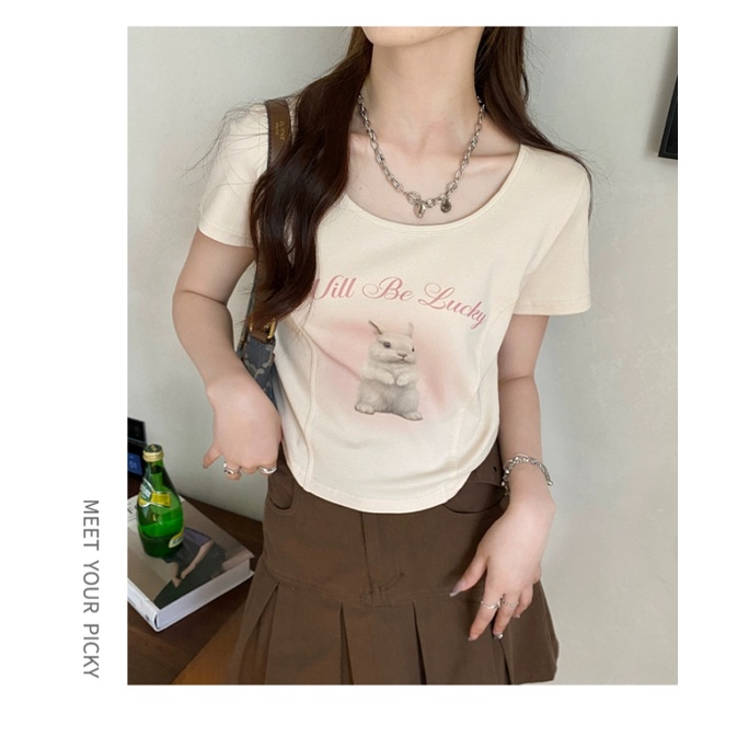 Áo Thun Croptop Tay Ngắn Dáng Ôm Phong Cách Mỹ Cổ Điển Thời Trang Cho Nữ