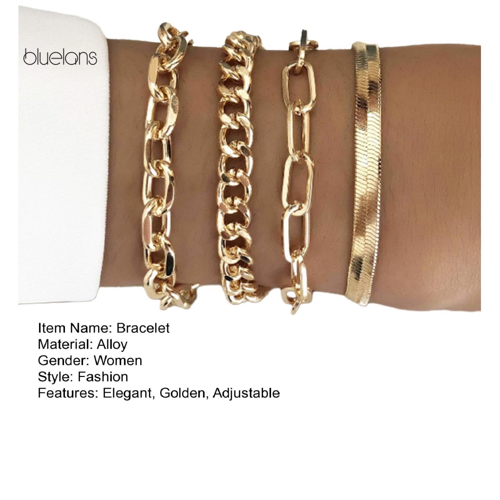 Set 4 Vòng Tay Hợp Kim Mạ Vàng Thanh Lịch Thời Trang Cho Nữ