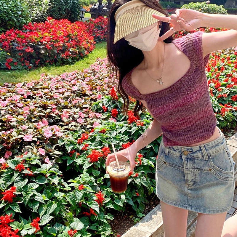 Áo Thun Tay Ngắn Dáng Ôm Trễ Vai Mẫu Mới 2023 Phong Cách Mỹ Cho Nữ