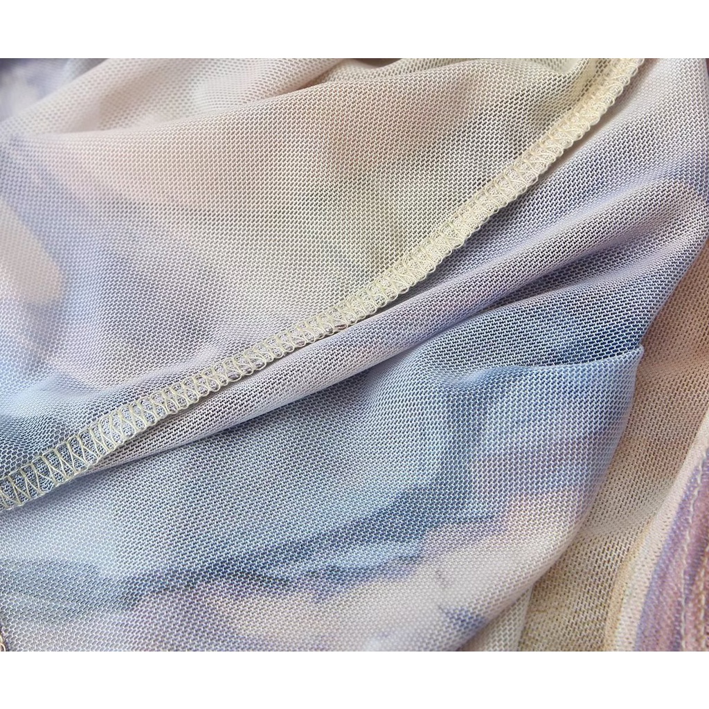 Uibey Đầm Lụa In Tranh Sơn Dầu Thời Trang 2099