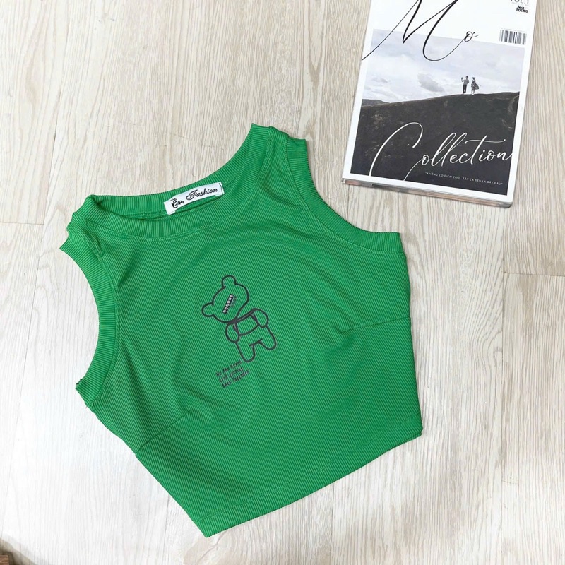 ÁO Thun 3 lỗ Sát Nách Croptop in hình gấu alohashop91