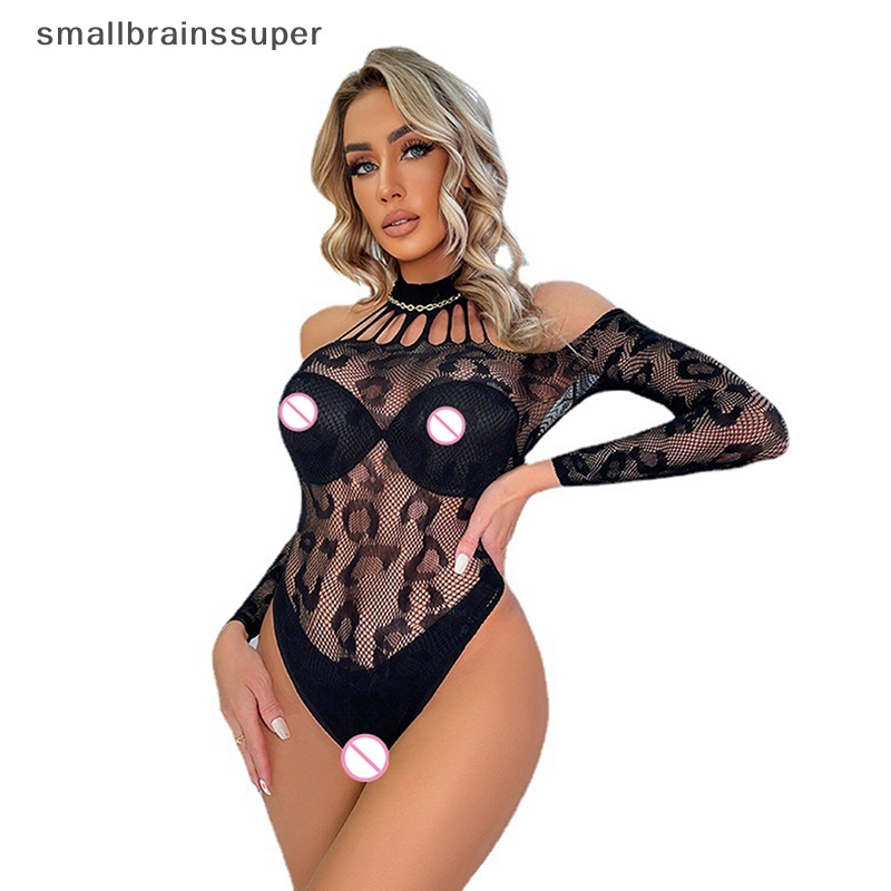 Bộ Đồ Lót Liền Thân Phối Lưới Xuyên Thấu Họa Tiết Da Báo Quyến Rũ Thời Trang Cho Nữ SBS