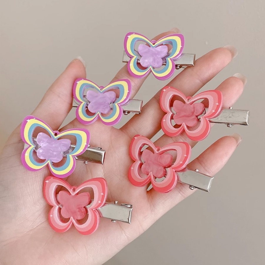 Set 2 Kẹp Tóc Hình Bướm Nhiều Màu Sắc Dễ Thương Phong Cách Hàn Quốc