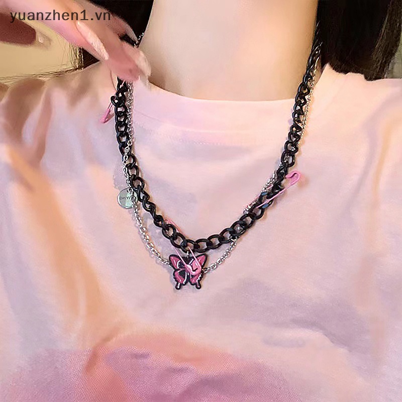 Vòng cổ Mạ Vàng Hồng / Đen Mặt Hình Bướm Thời Trang Cho Nữ ZHEN Y2K