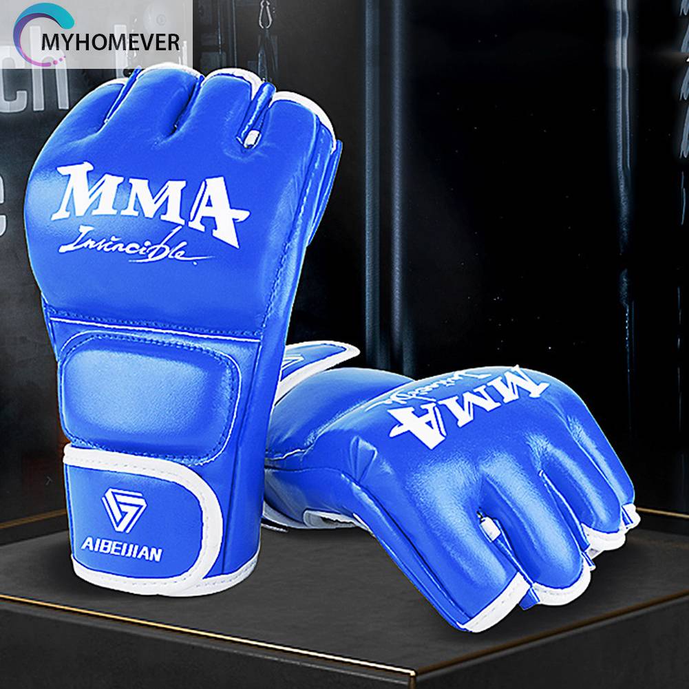 Găng Tay Hở Ngón Bằng Da PU Thoáng Khí Để Tập Boxing Tiện Dụng