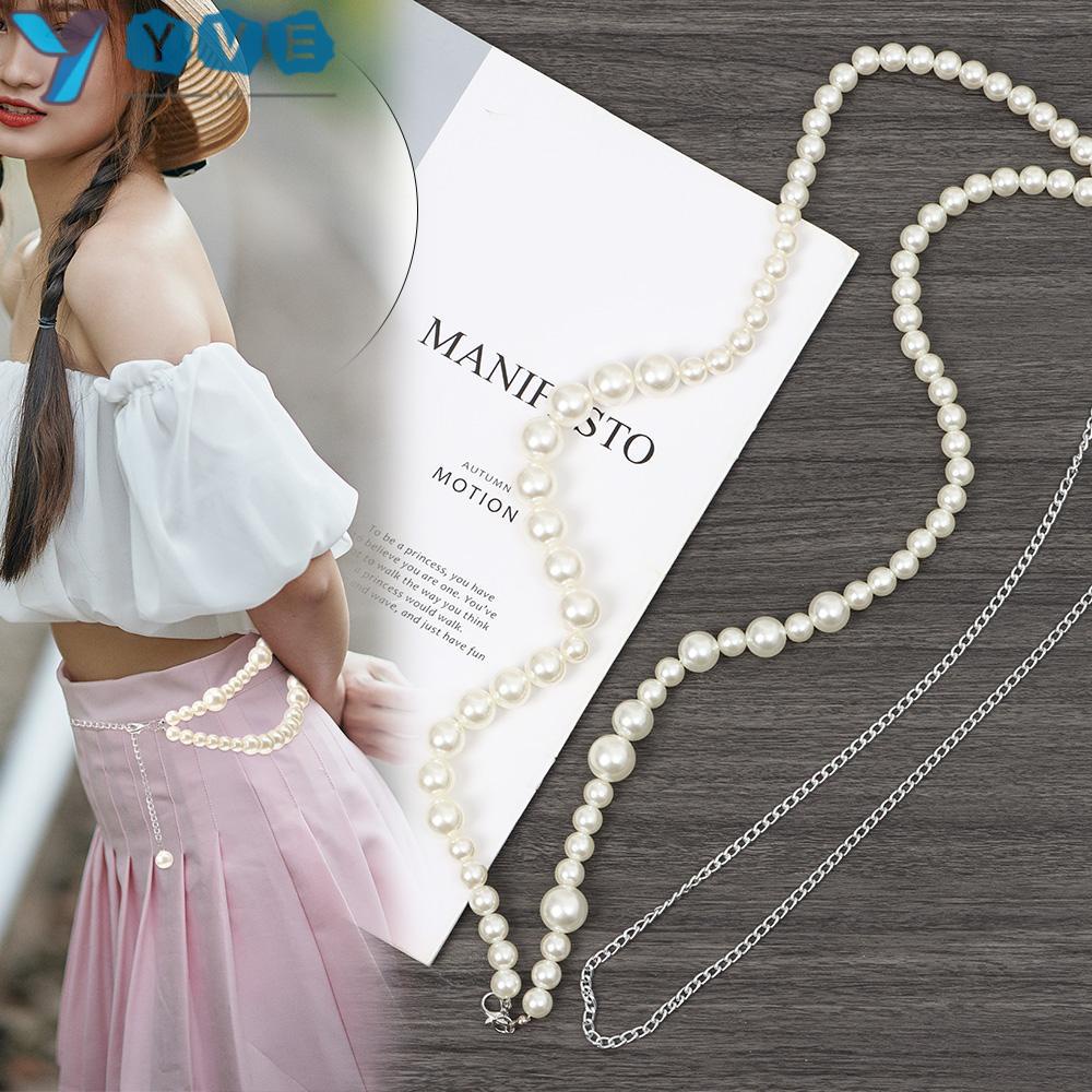 YVE Thắt Lưng Chuỗi Hạt Ngọc Trai Kiểu Dáng Hình Học Mới