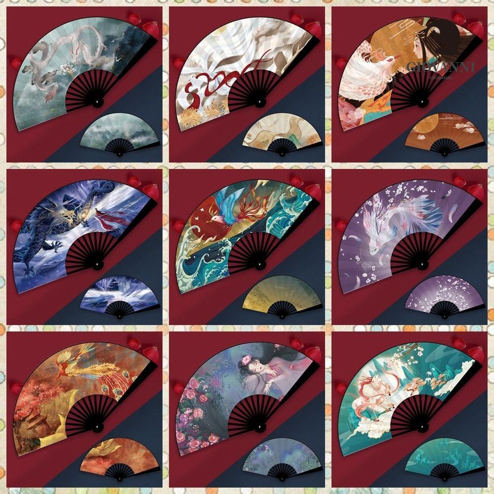 GIOVANNI Quạt Xếp Taffeta Cầm Tay Bằng Nhựa ABS Kích Thước Lớn Có Thể Gập Lại Cho Tiệc Cưới / Biểu Diễn