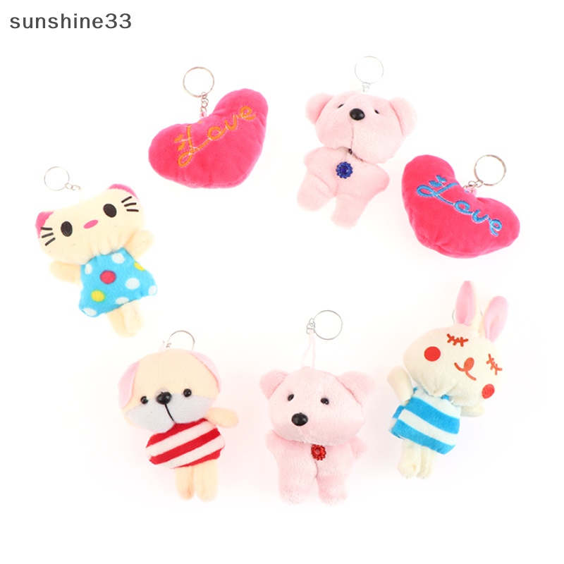 Set 2 Móc Khóa Búp Bê Nhồi Bông 6-10cm Dễ Thương