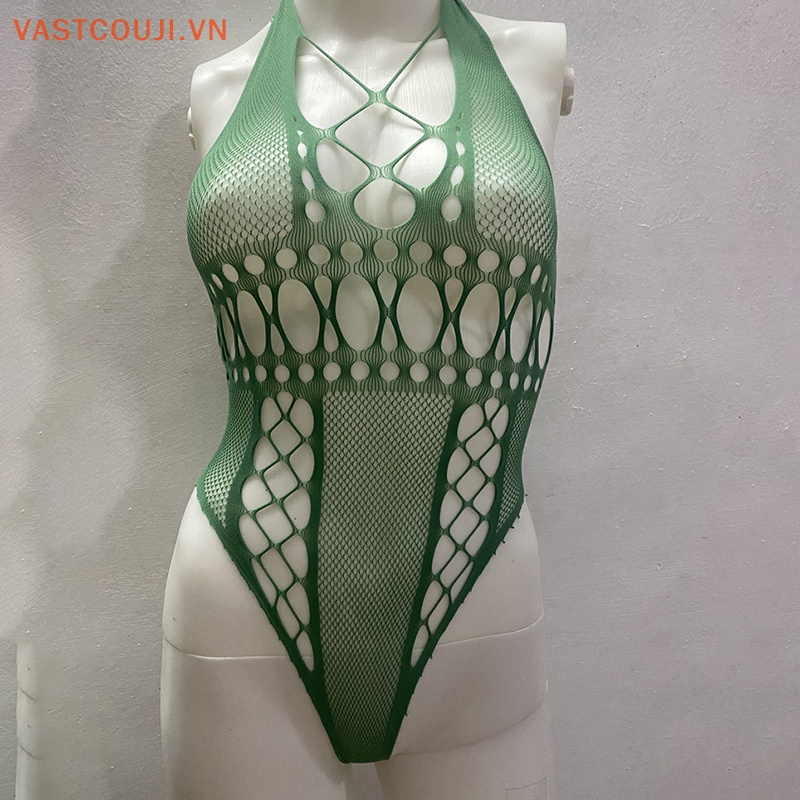 Vastji Bộ Đồ Ngủ Áo liền quần Lưới Xuyên Thấu Hóa Trang Quyến Rũ Cho Nữ