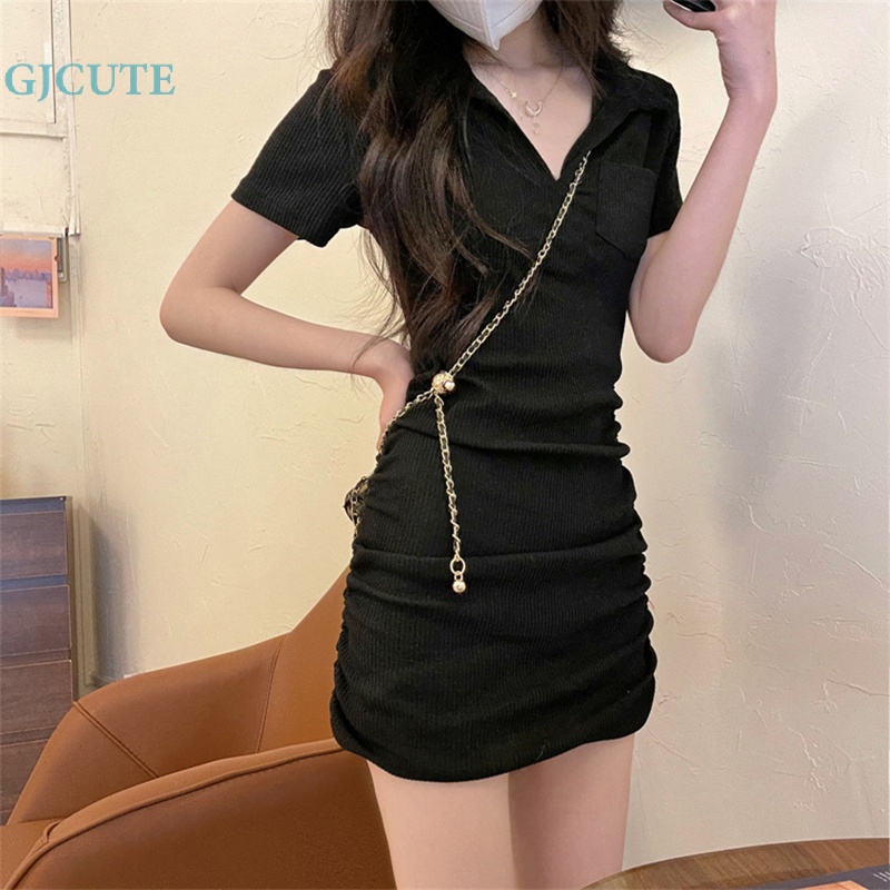 Đầm Tay Ngắn Cổ Chữ V Dáng Ôm Thời Trang Mùa Hè Cho Nữ